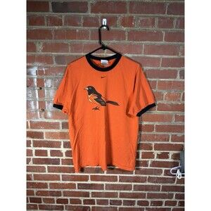 Vintage Y2K Baltimore Orioles Nike Center Swoosh Ringer Style Shirt Adult Large
